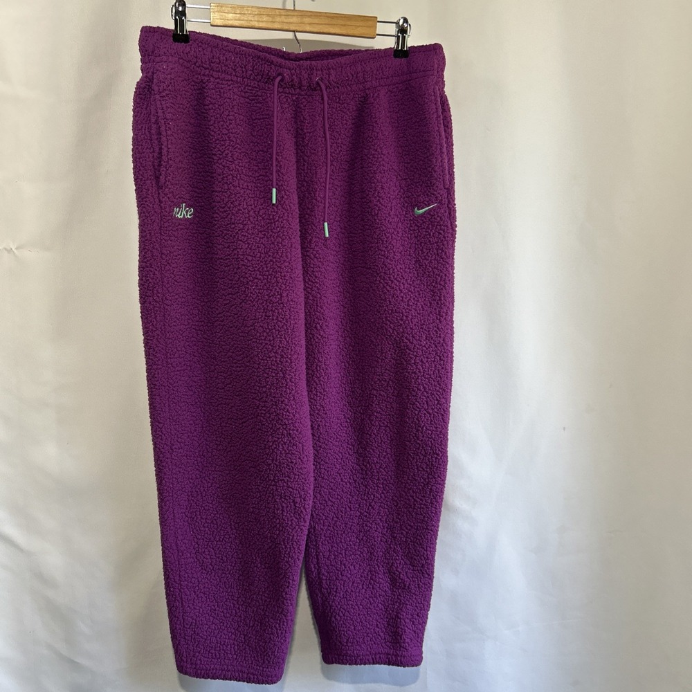 Women's Nike Training Therma-Fit Fluffy Sweat Pants Standard Fit Sz L Sherpa